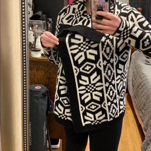 Oversized Chunky Sweater Jacket Shacket Tribal - Picture 4 of 14